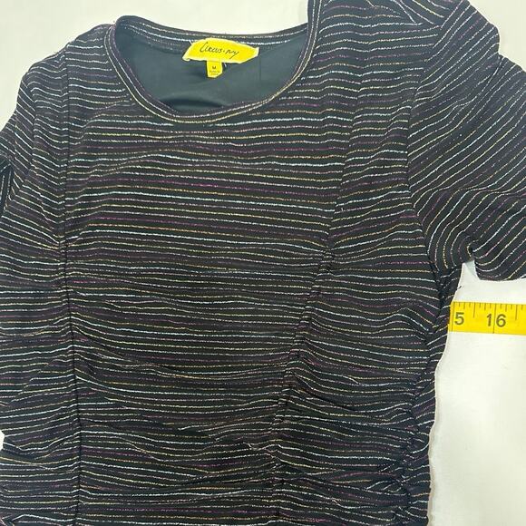 Circus NY Womens Dress Medium Long Sleeve Black Multicolored Tight Rouse striped - Picture 4 of 8